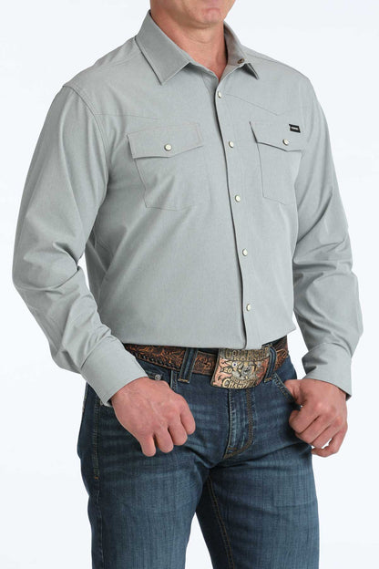 Cinch Men's Solid Gray Camp Western Shirt