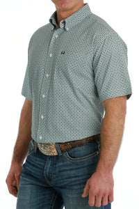 Cinch Men's ArenaFlex Mint & Black Geo Short Sleeve Western Shirt