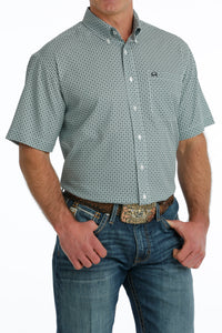 Cinch Men's ArenaFlex Mint & Black Geo Short Sleeve Western Shirt