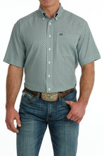 Load image into Gallery viewer, Cinch Men&#39;s ArenaFlex Mint &amp; Black Geo Short Sleeve Western Shirt
