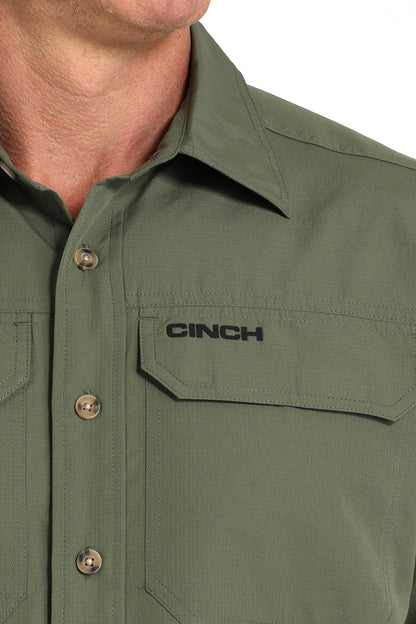 Cinch Men's ArenaFlex Solid Olive Western Shirt