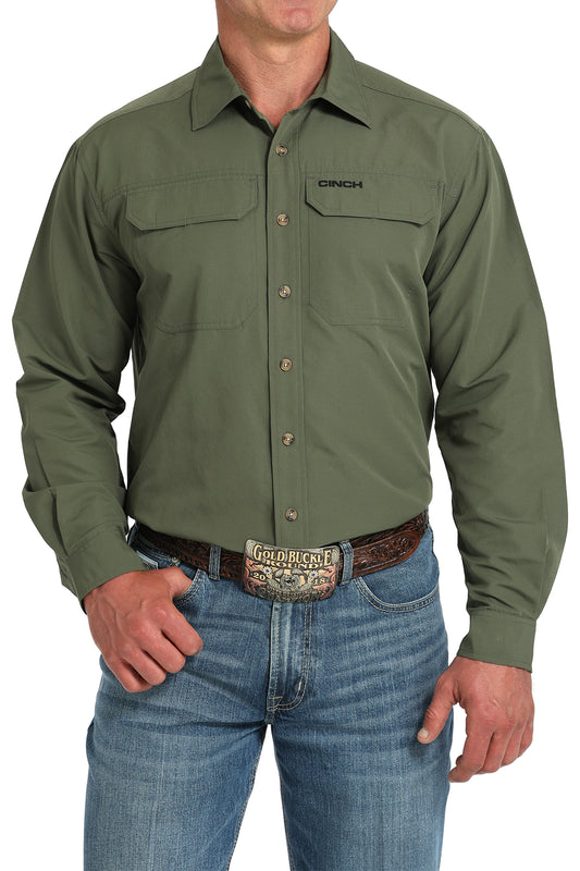 Cinch Men's ArenaFlex Solid Olive Western Shirt