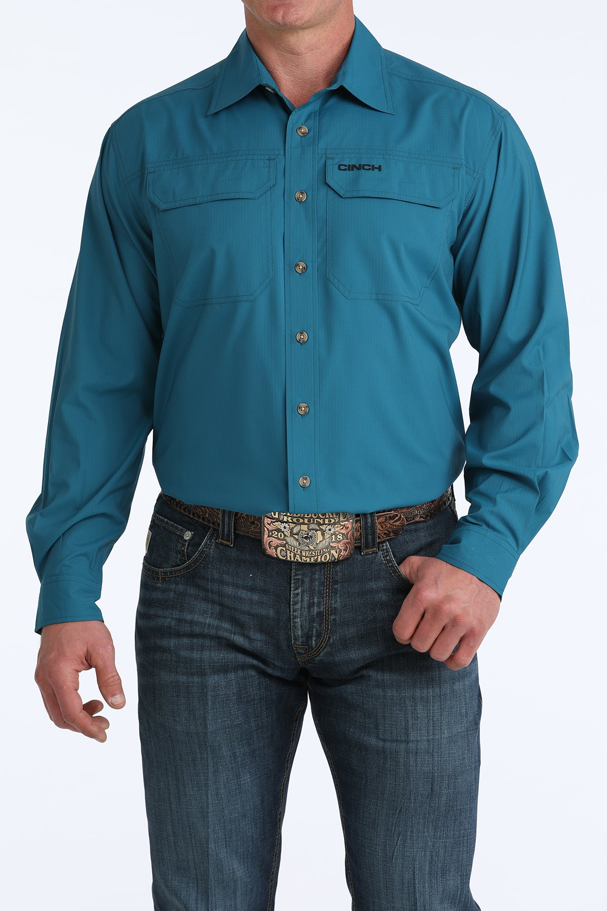 Cinch Men's ArenaFlex Solid Teal Western Shirt