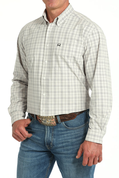 Cinch Men's ArenaFlex White/Cream Plaid Western Shirt