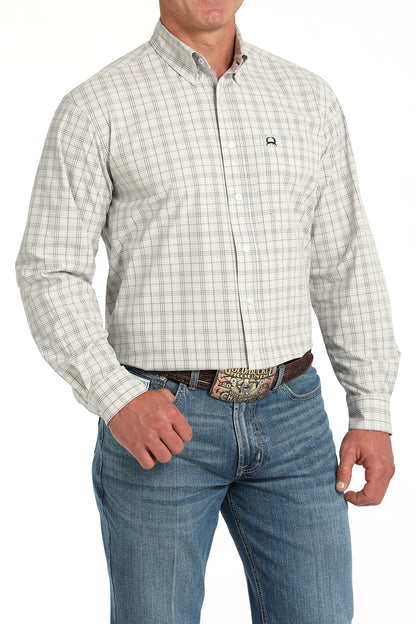 Cinch Men's ArenaFlex White/Cream Plaid Western Shirt