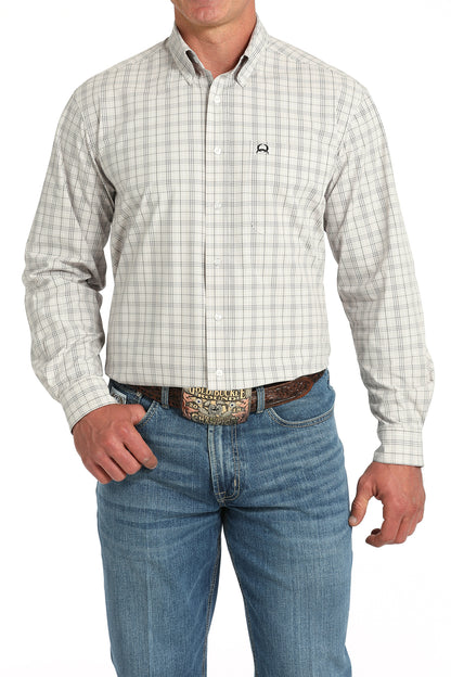 Cinch Men's ArenaFlex White/Cream Plaid Western Shirt