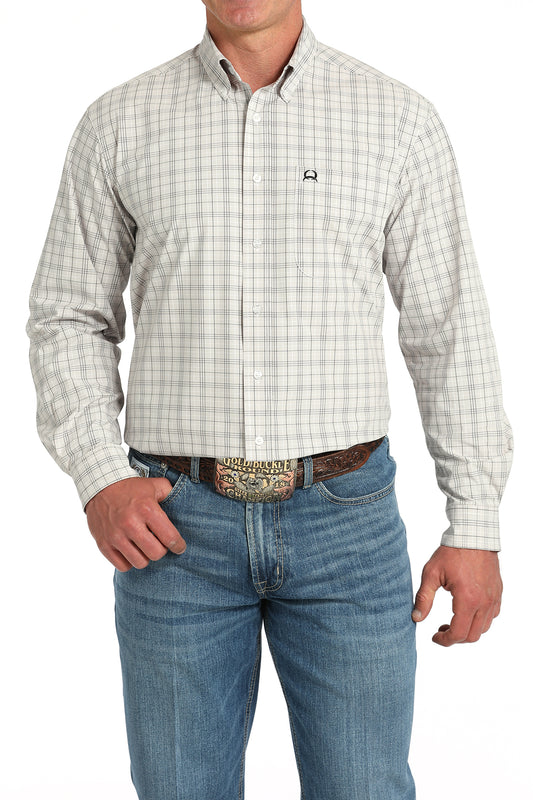 Cinch Men's ArenaFlex White/Cream Plaid Western Shirt