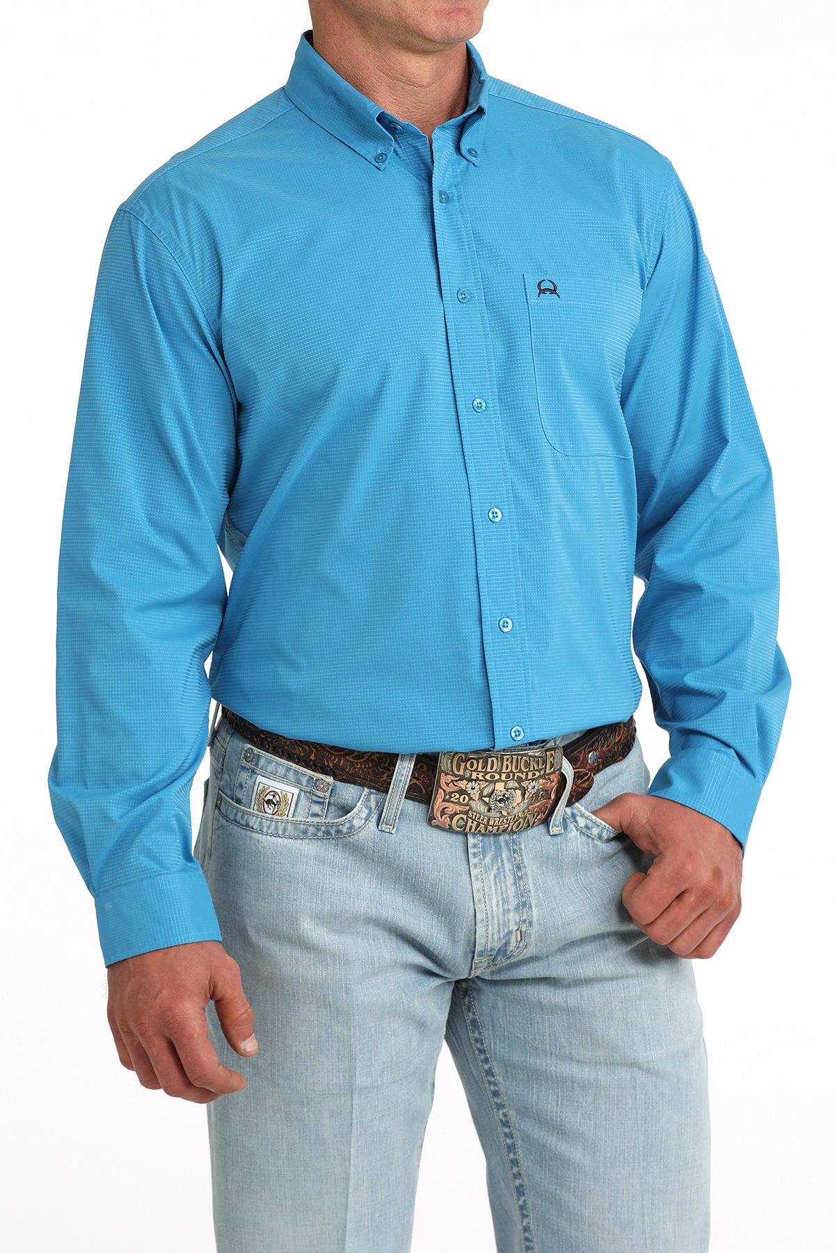 Cinch Men's ArenaFlex Solid Blue Western Shirt
