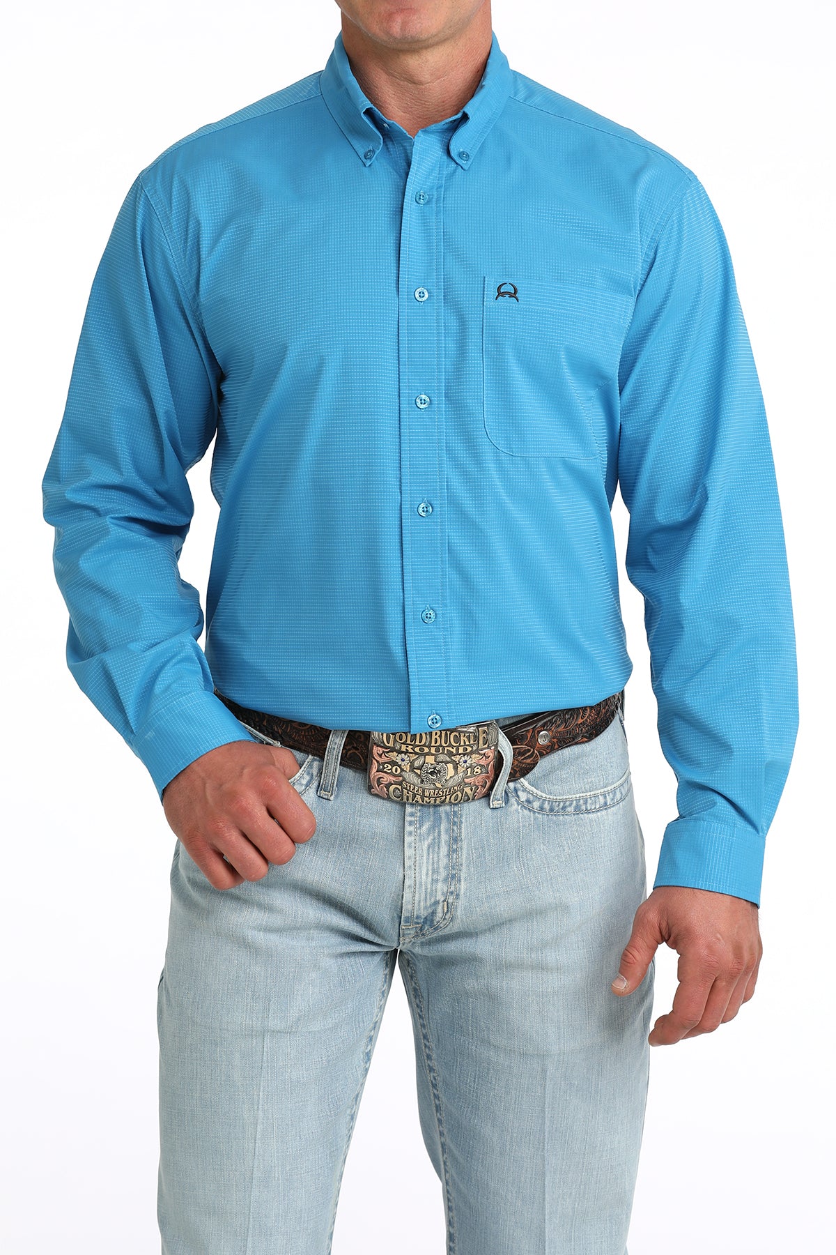 Cinch Men's ArenaFlex Solid Blue Western Shirt