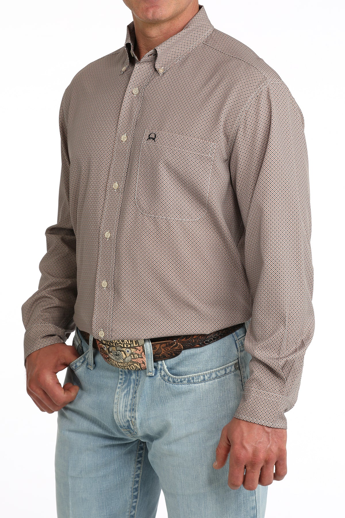 Cinch Men's ArenaFlex Geo Brown Long Sleeve Western Shirt