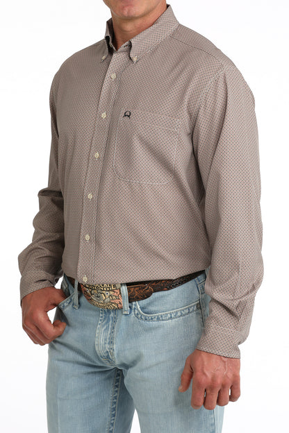 Cinch Men's ArenaFlex Geo Brown Long Sleeve Western Shirt