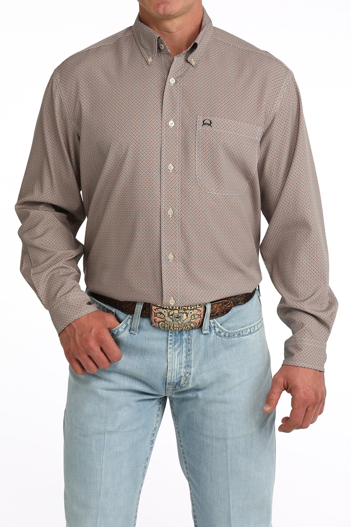 Cinch Men's ArenaFlex Geo Brown Long Sleeve Western Shirt