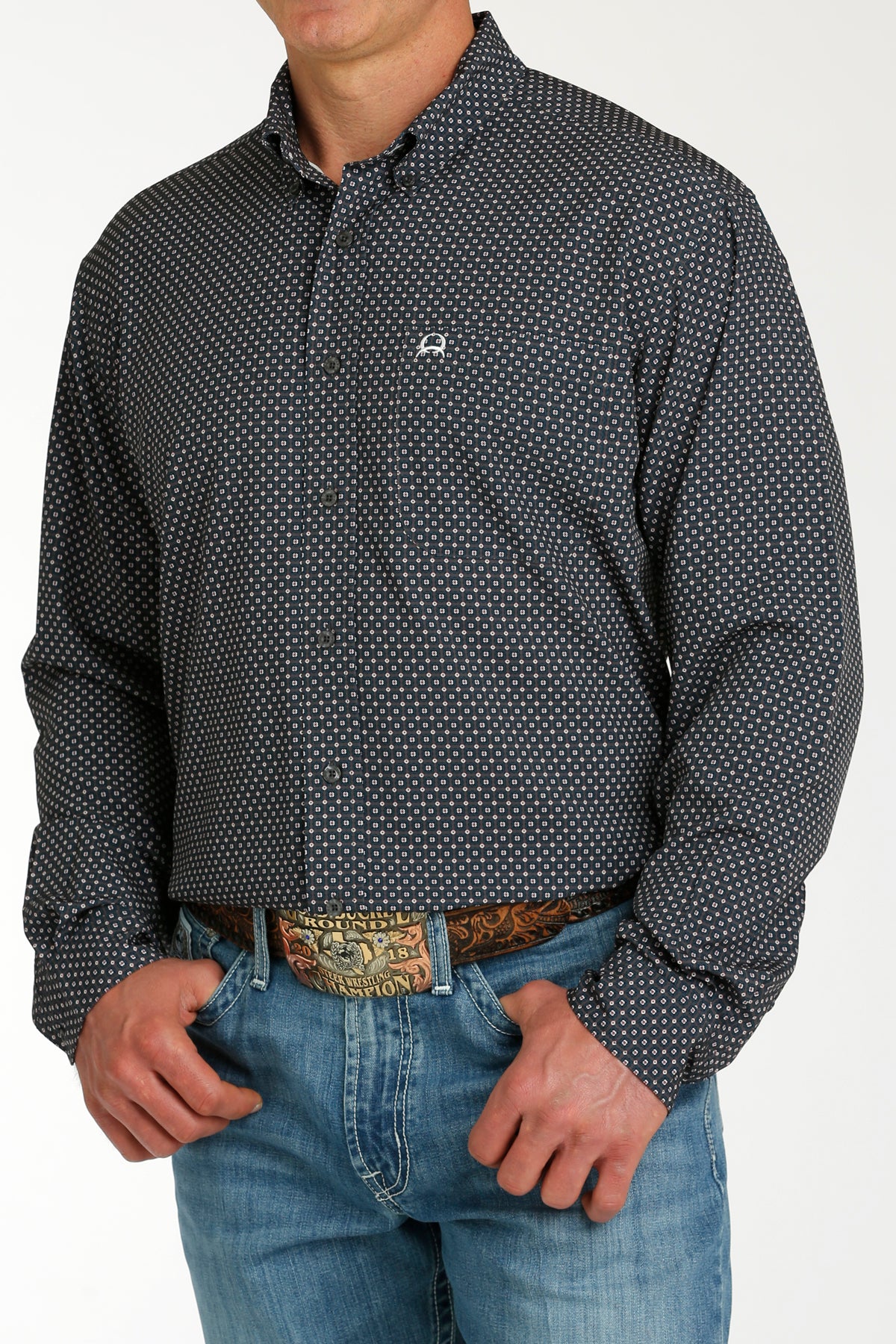 Cinch Men's ArenaFlex Charcoal Corner Explosion Western Shirt