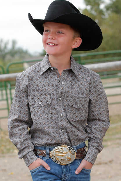 Cinch Boy's Gray Square Dance Western Shirt