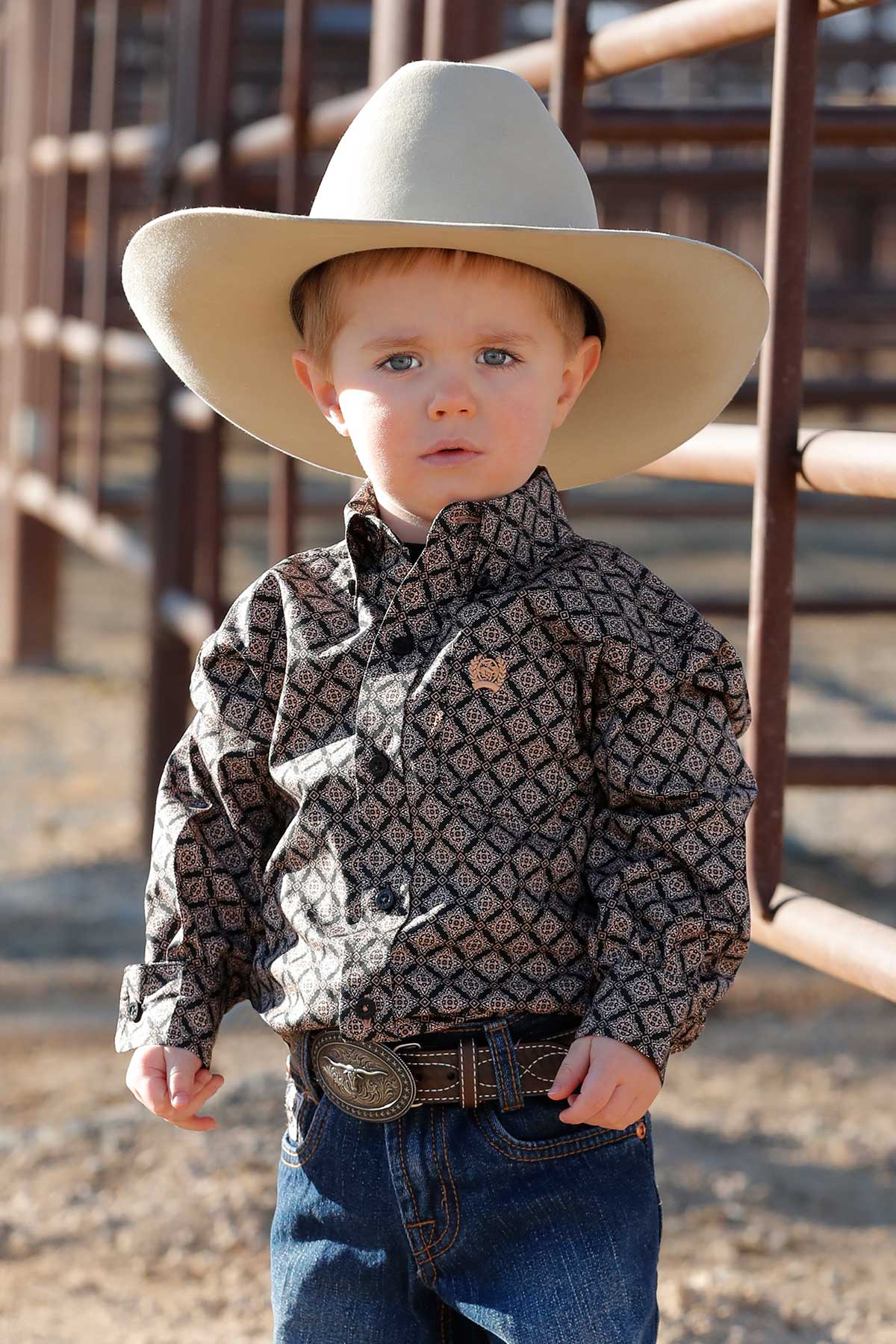 Cinch Boy's Toddler Black & Gold Geo Western Shirt