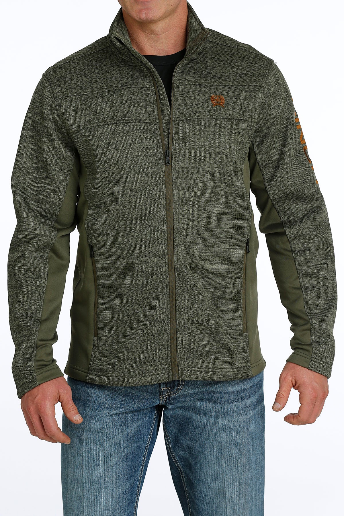 Cinch Men's Olive Full Zip Sweater Jacket