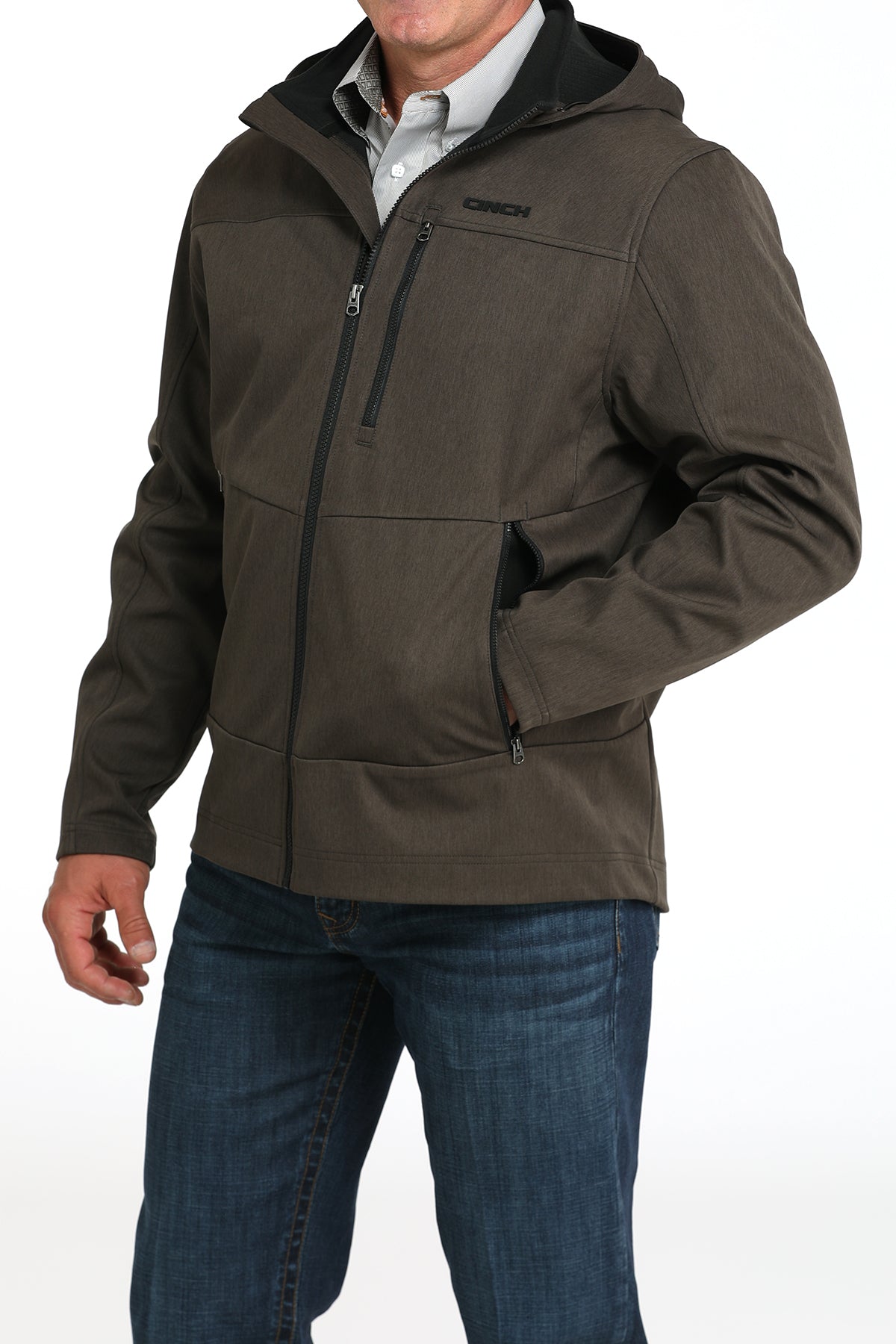 Cinch Men's Olive Hooded Softshell Jacket
