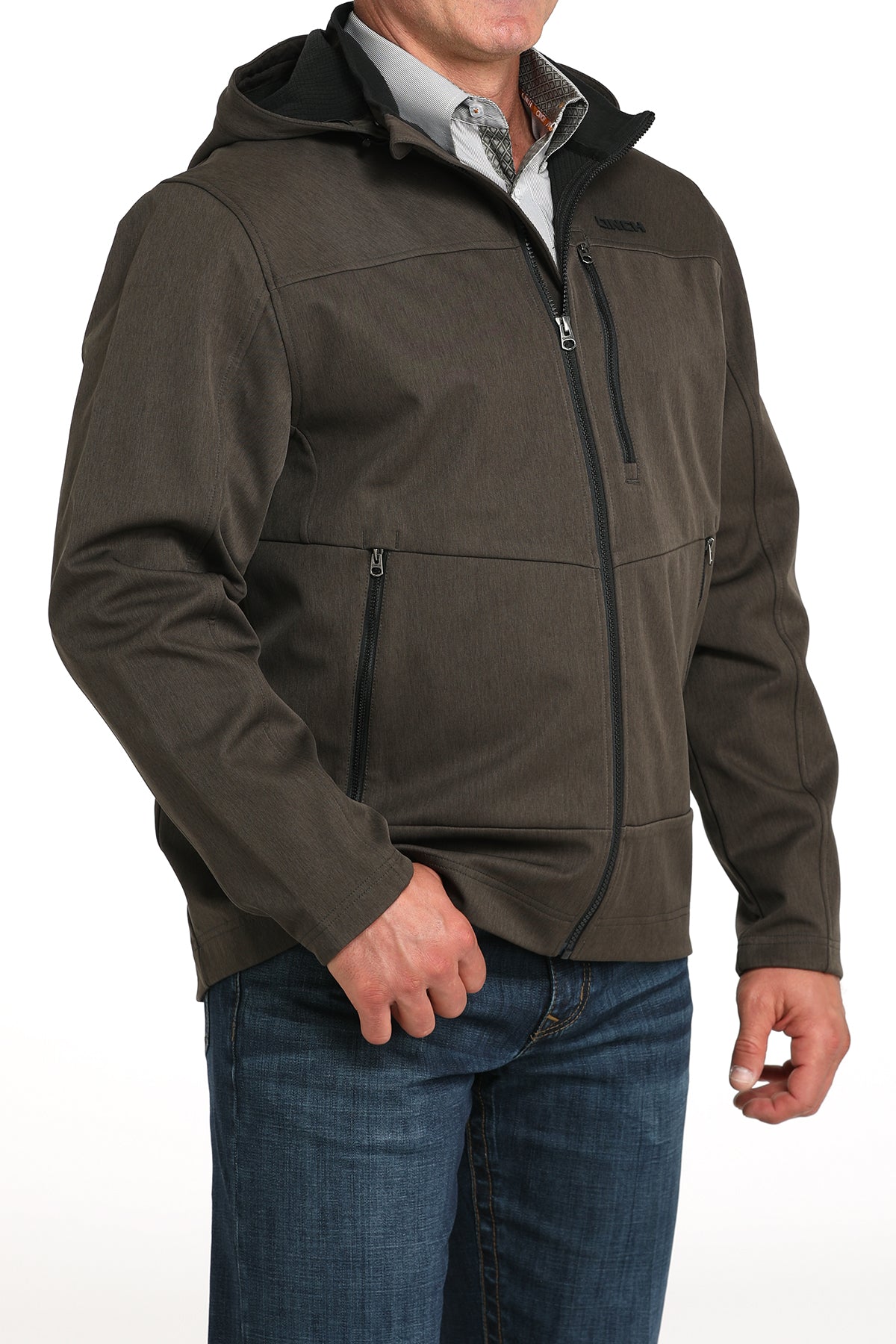 Cinch Men's Olive Hooded Softshell Jacket