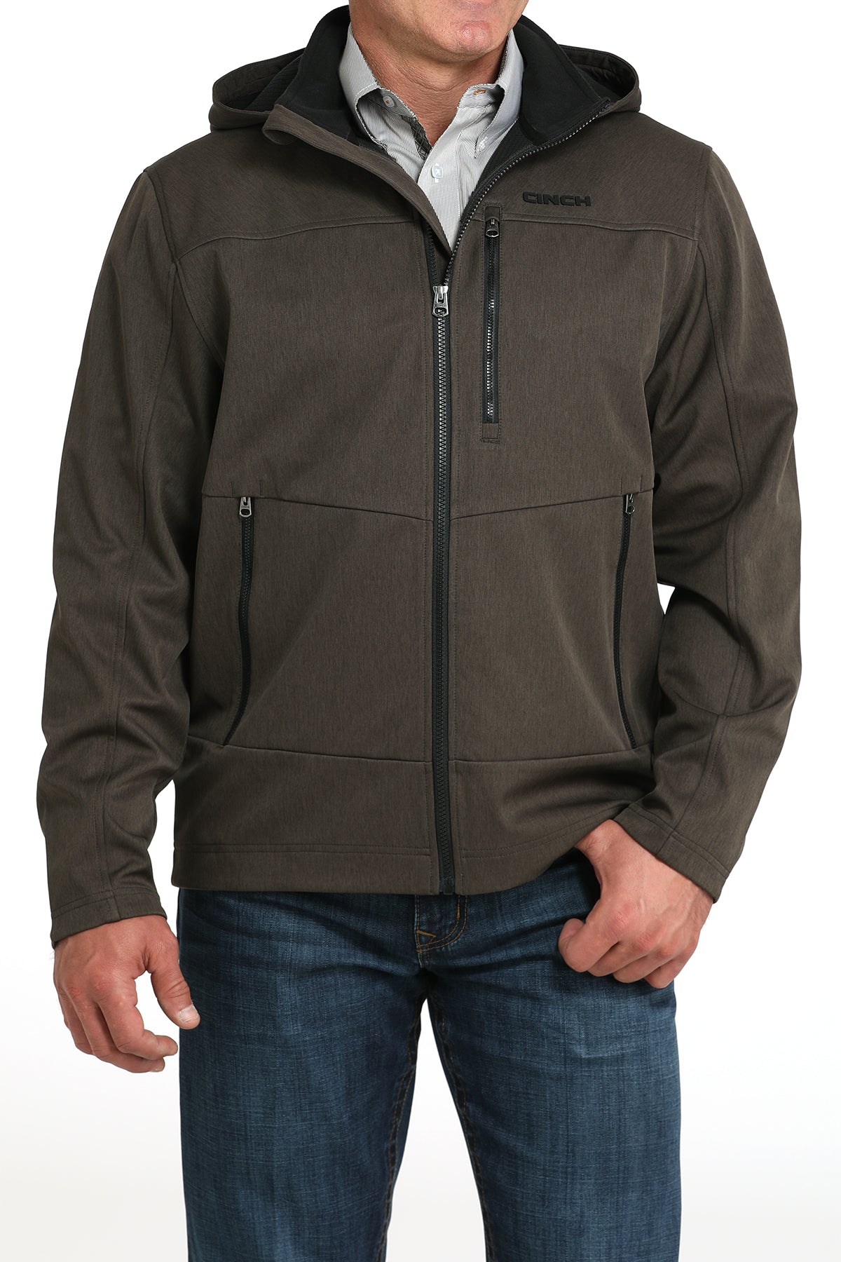 Cinch Men's Olive Hooded Softshell Jacket