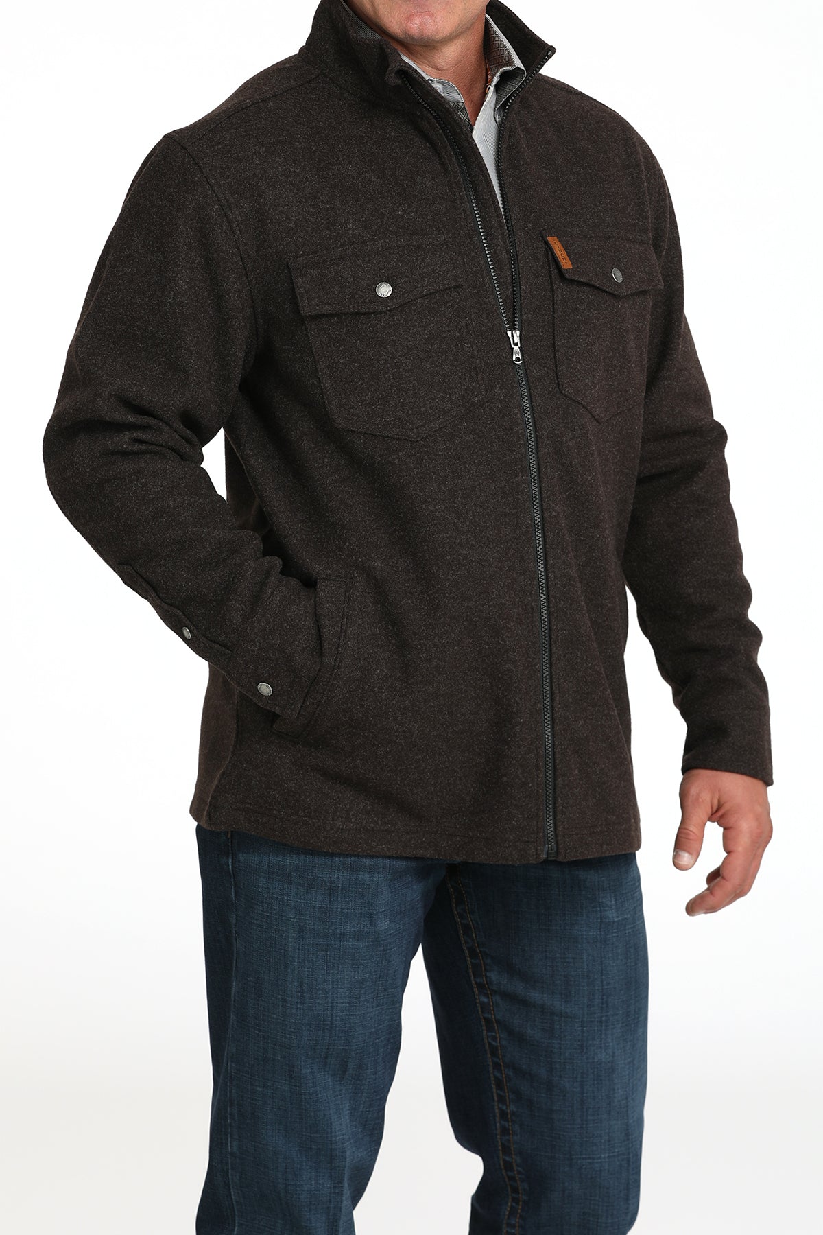 Cinch Men's Brown Brushed Knit Shirt Jacket