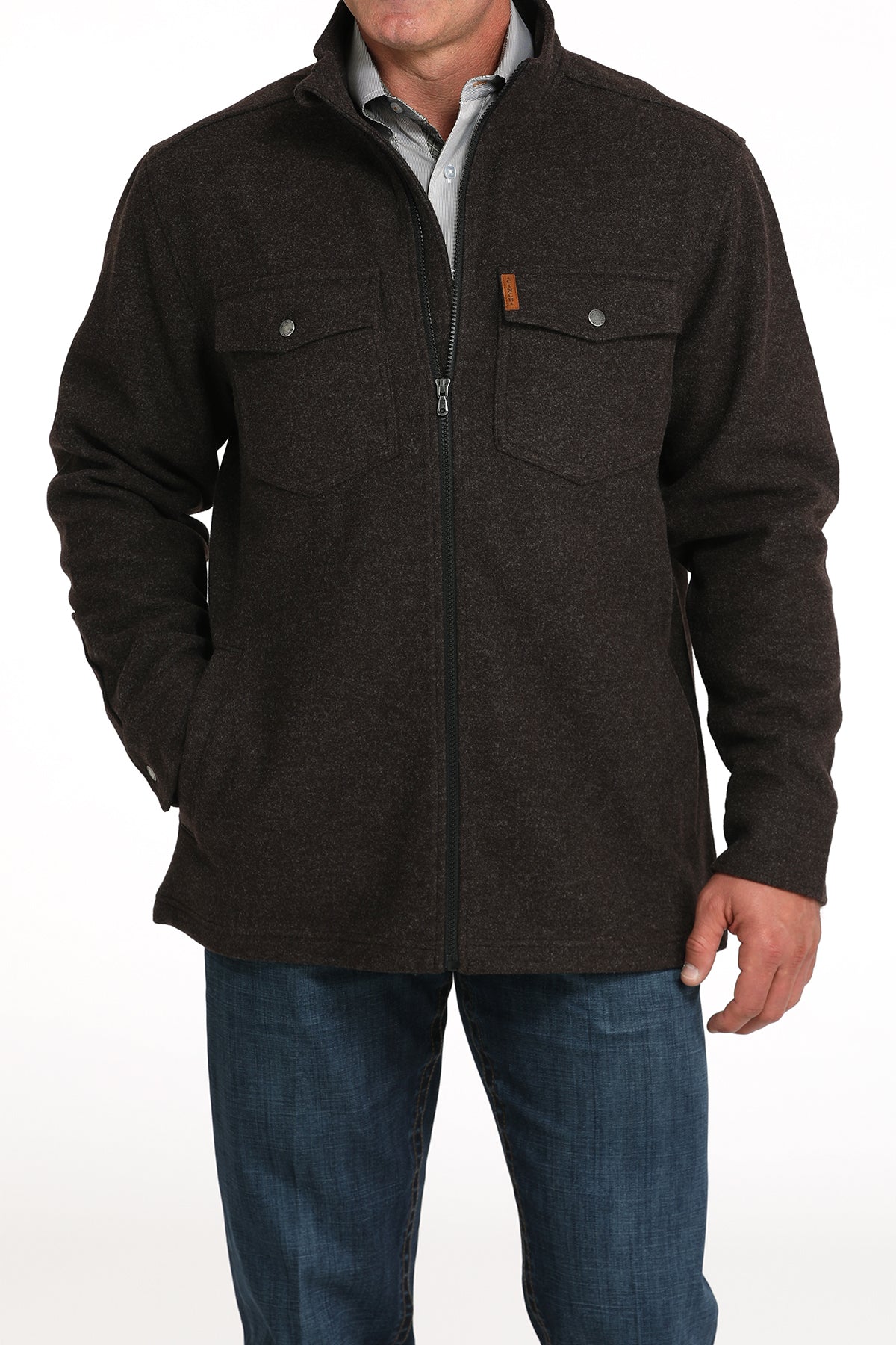 Cinch Men's Brown Brushed Knit Shirt Jacket