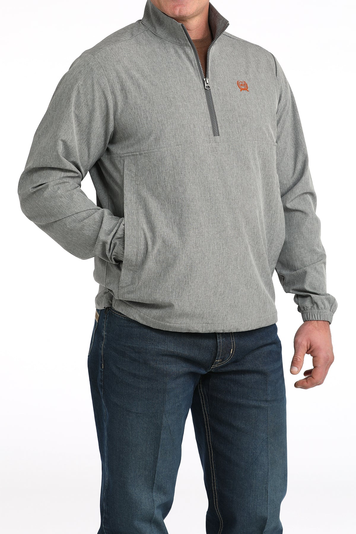 Cinch Men's Grey 1/2 Zip Pullover Windbreaker