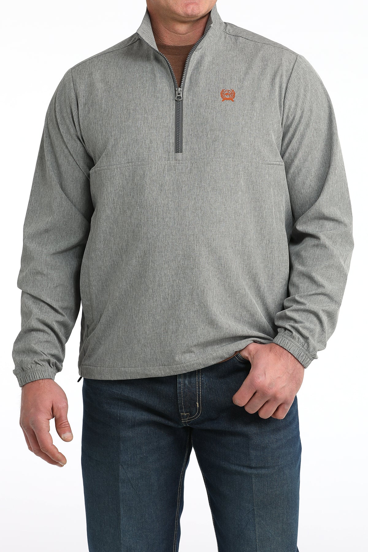 Cinch Men's Grey 1/2 Zip Pullover Windbreaker