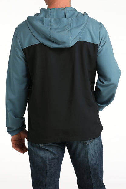 Cinch Men's Teal & Black Color Block ½ Zip Hoodie