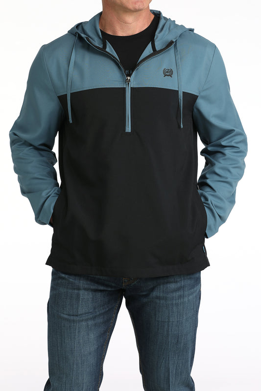 Cinch Men's Teal & Black Color Block ½ Zip Hoodie