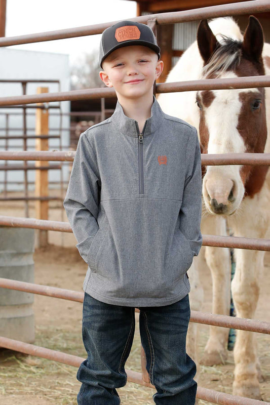 Cinch Boy's Grey 1/2 Zip Windbreaker
