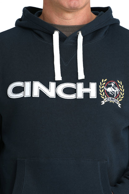 Cinch Men's Navy Felt Logo Hoodie