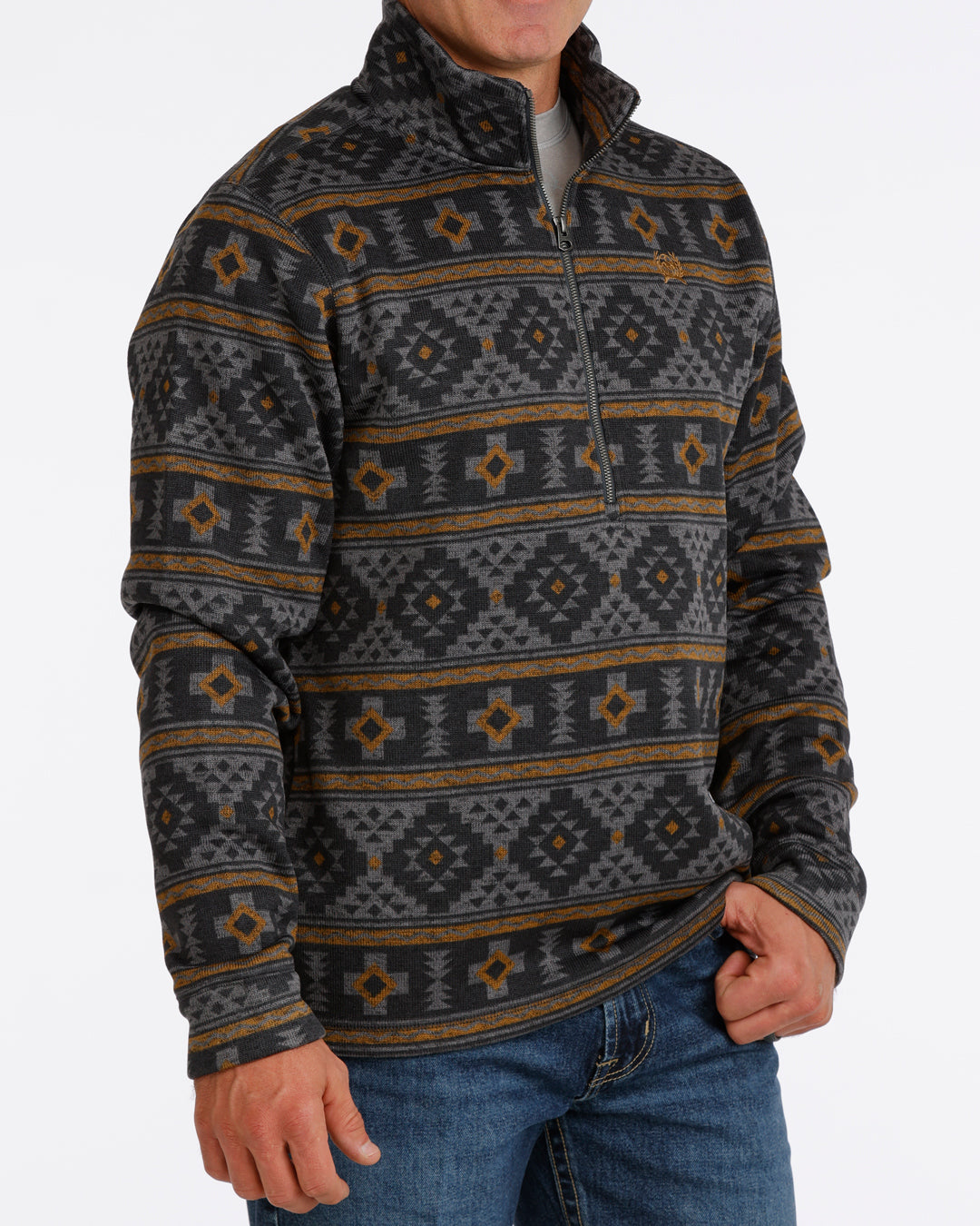 Cinch Men's Charcoal Geo Print 1/2 Zip Pullover