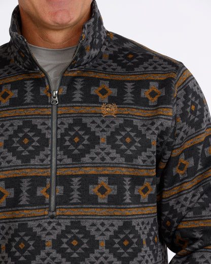 Cinch Men's Charcoal Geo Print 1/2 Zip Pullover