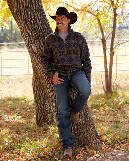 Cinch Men's Charcoal Geo Print 1/2 Zip Pullover