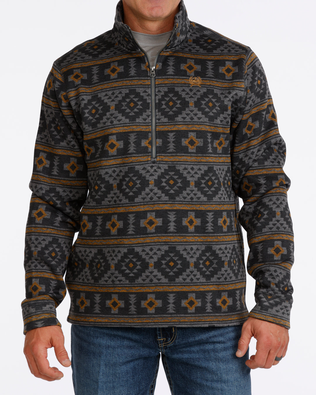 Cinch Men's Charcoal Geo Print 1/2 Zip Pullover