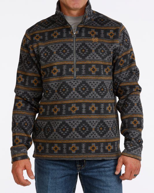 Cinch Men's Charcoal Geo Print 1/2 Zip Pullover