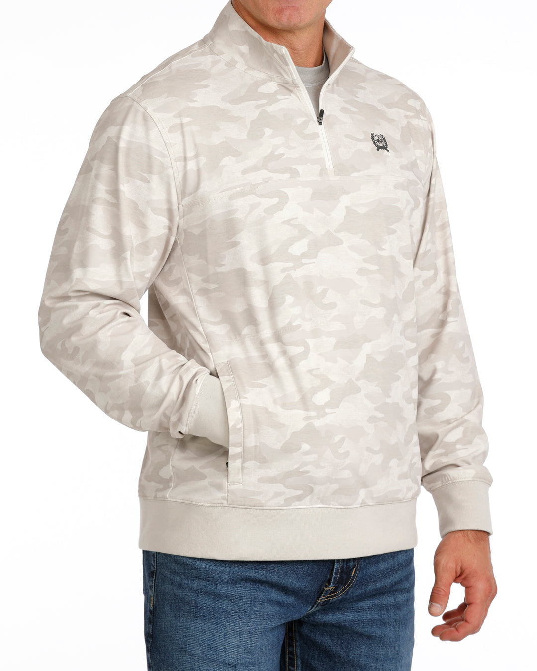 Cinch Men's Grey Camo 1/4 Zip Pullover