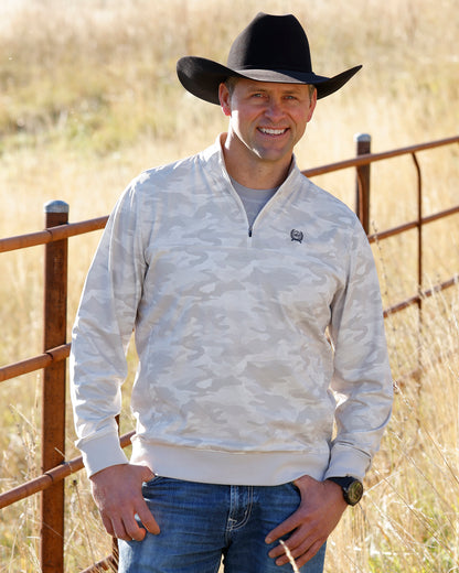 Cinch Men's Grey Camo 1/4 Zip Pullover