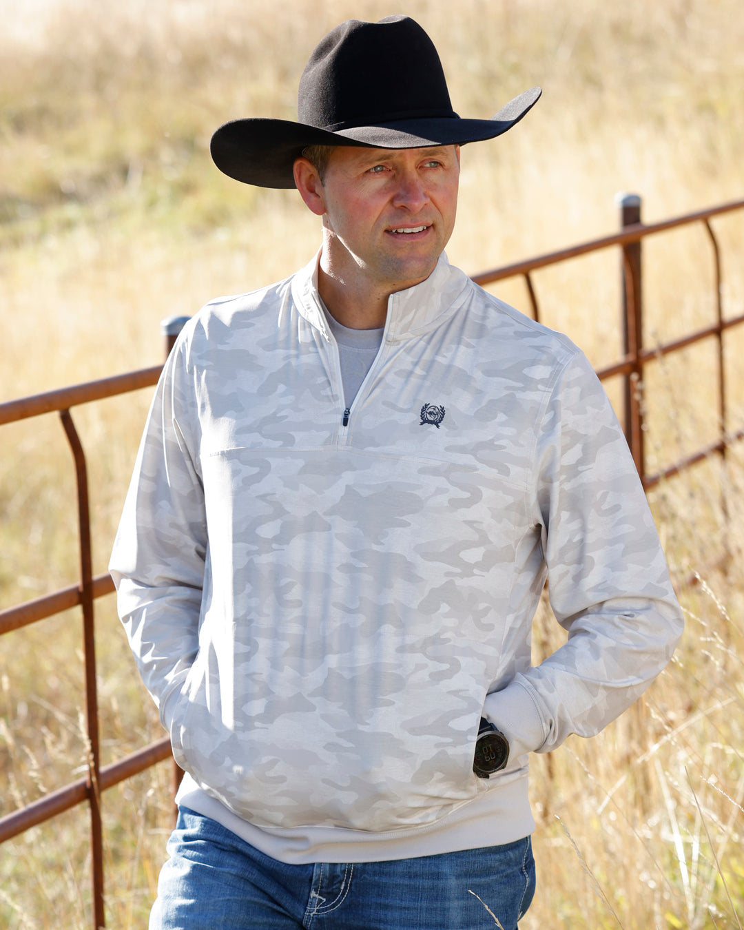 Cinch Men's Grey Camo 1/4 Zip Pullover