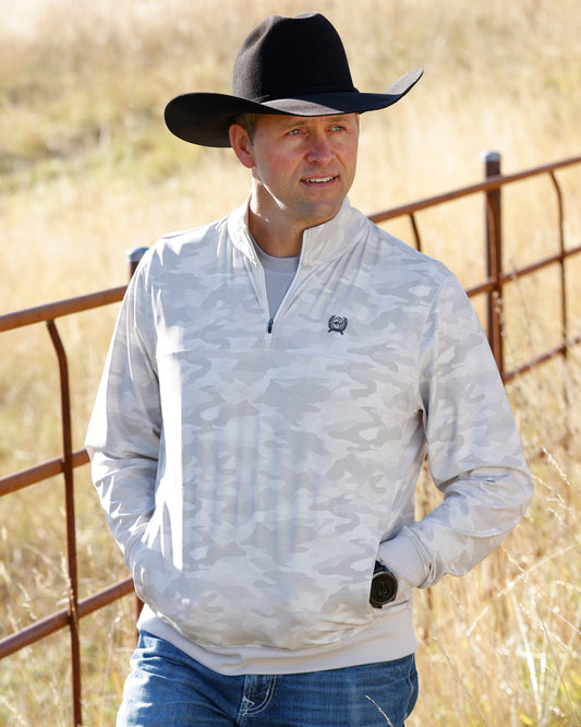 Cinch Men's Grey Camo 1/4 Zip Pullover