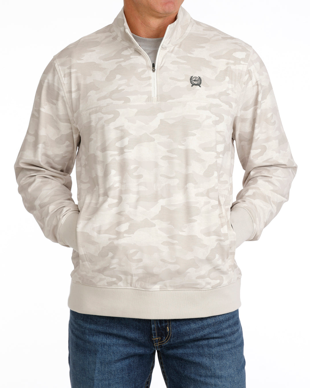 Cinch Men's Grey Camo 1/4 Zip Pullover