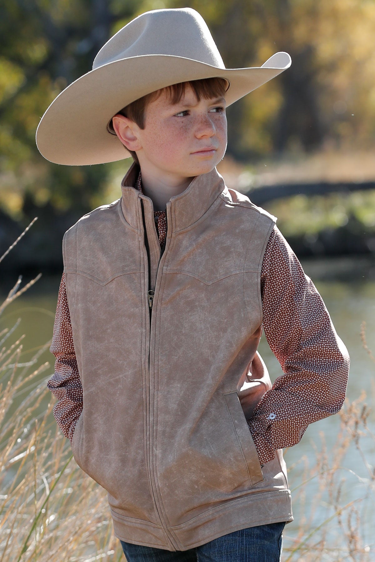 Cinch Boy's Camel Bonded Vest