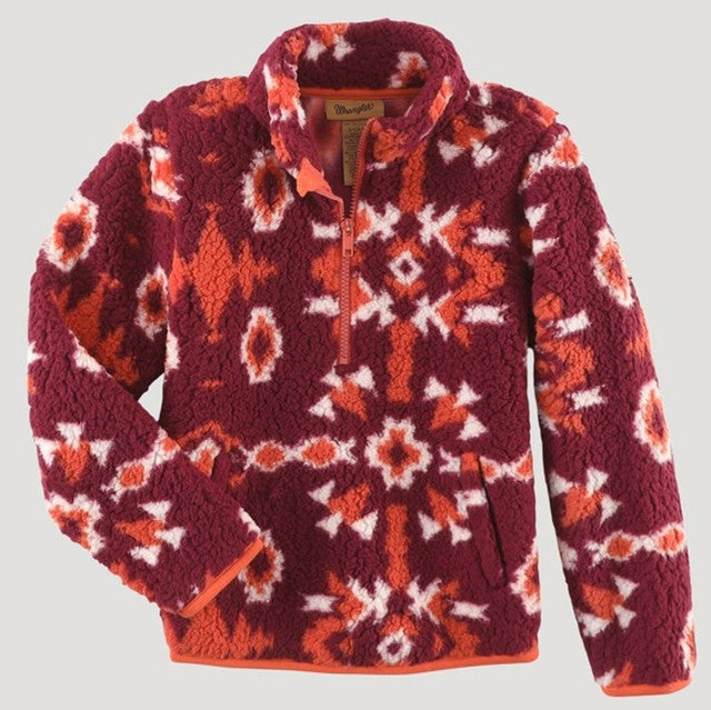 Wrangler Girl's Berry & Tangerine Sherpa Pullover