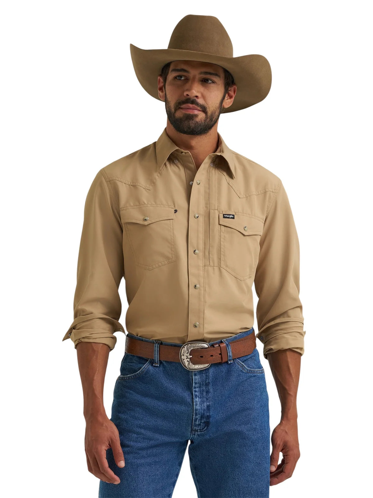 Wrangler Men's Khaki Western Performance Shirt