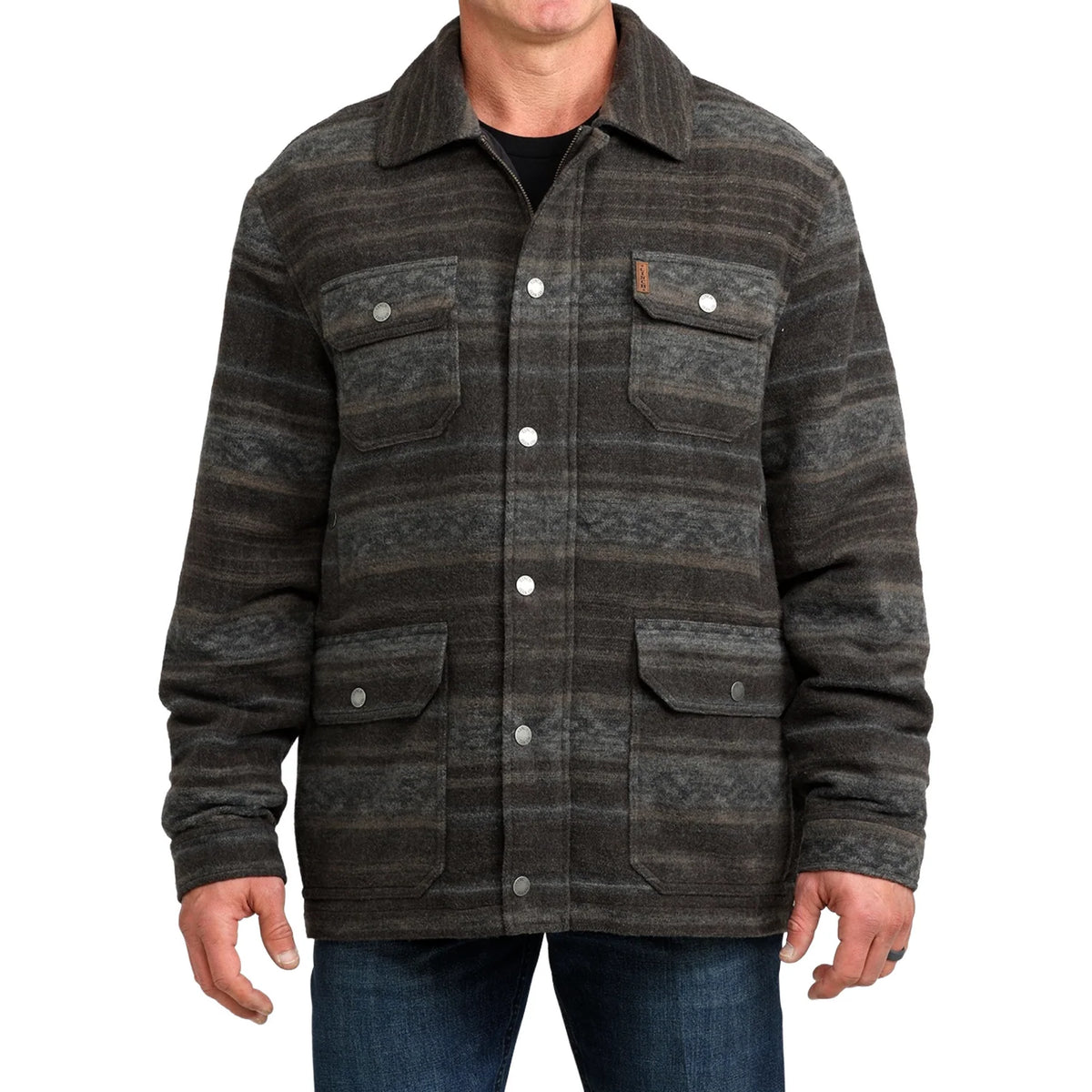 Cinch Men's Brown Western Stripe Frontier Coat