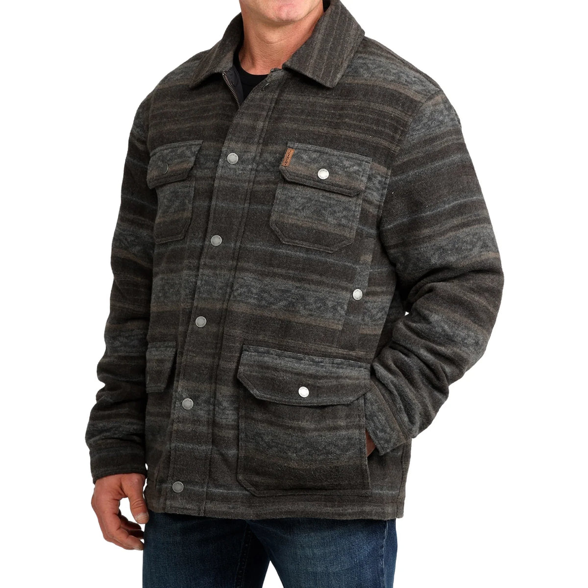 Cinch Men's Brown Western Stripe Frontier Coat