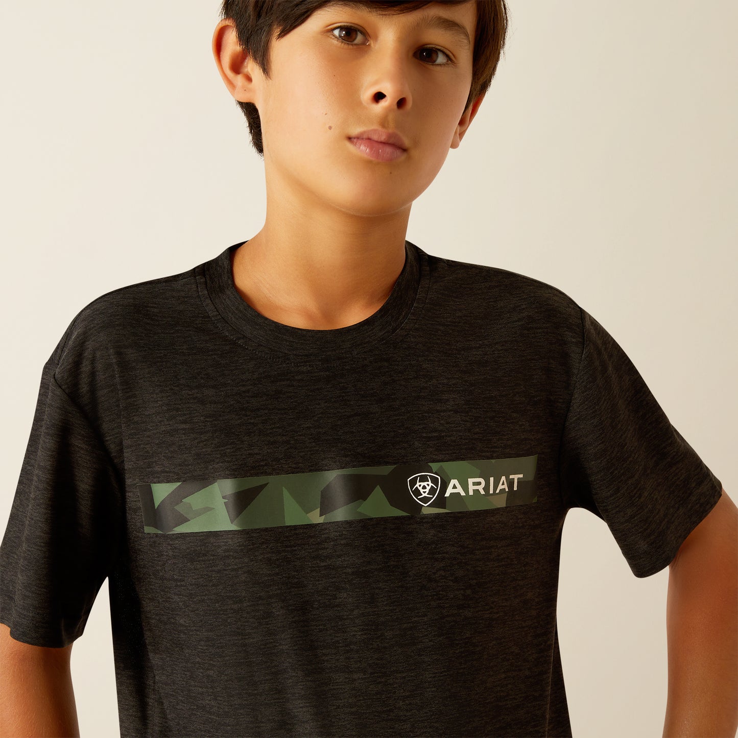 Ariat Boy's TEK Heather Charcoal Camo Stripe Charger T-Shirt