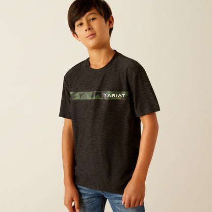 Ariat Boy's TEK Heather Charcoal Camo Stripe Charger T-Shirt