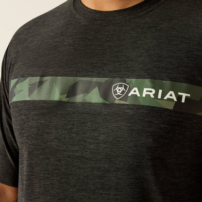 Ariat Men's TEK Heather Charcoal Chest Camo Stripe Charger T-Shirt