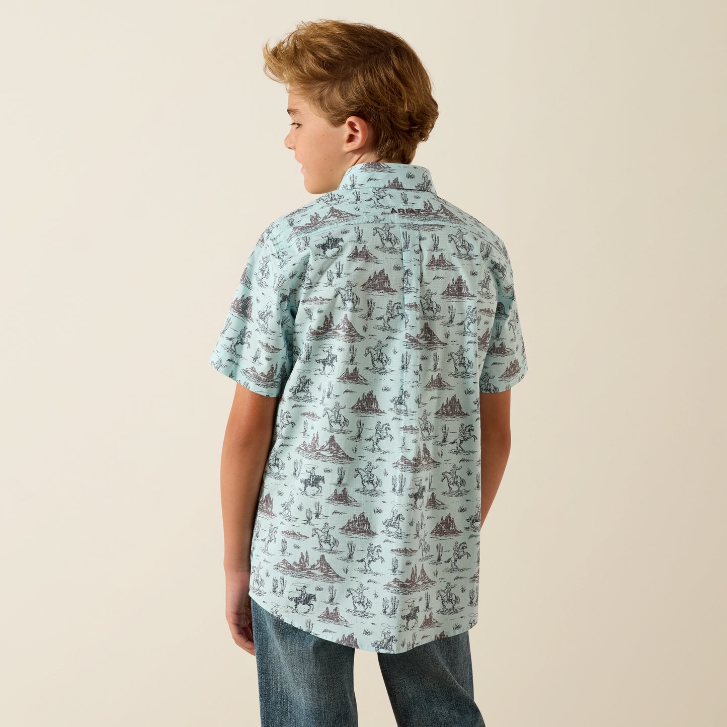 Ariat Boy's Blue Elixir Southwest Print Short Sleeve Western Shirt